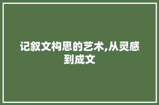 记叙文构思的艺术,从灵感到成文