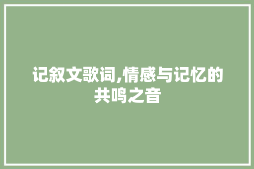 记叙文歌词,情感与记忆的共鸣之音