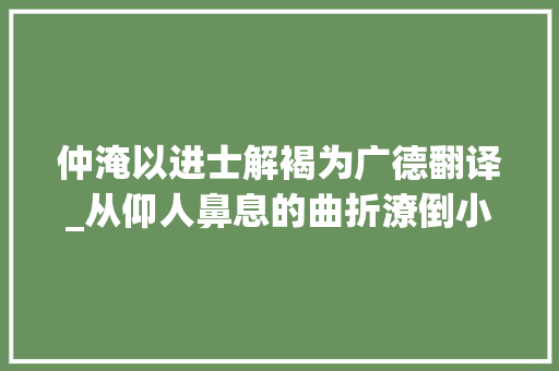 仲淹以进士解褐为广德翻译_从仰人鼻息的曲折潦倒小子到一人之下万人之上他是若何做到的