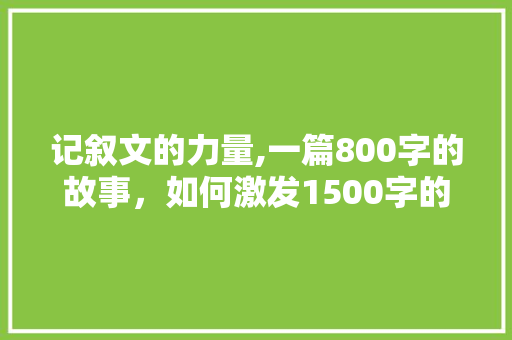 记叙文的力量,一篇800字的故事，如何激发1500字的思考