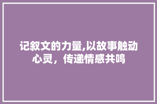 记叙文的力量,以故事触动心灵，传递情感共鸣