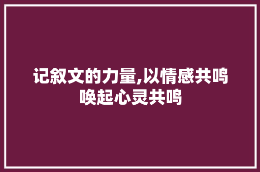 记叙文的力量,以情感共鸣唤起心灵共鸣