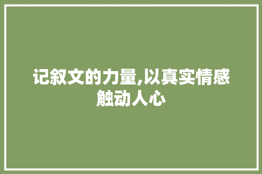 记叙文的力量,以真实情感触动人心