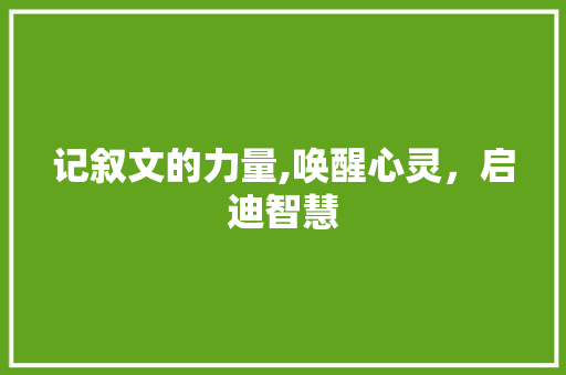 记叙文的力量,唤醒心灵，启迪智慧