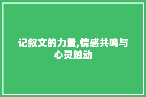 记叙文的力量,情感共鸣与心灵触动