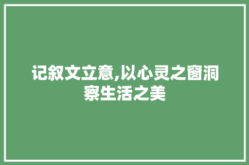 记叙文立意,以心灵之窗洞察生活之美