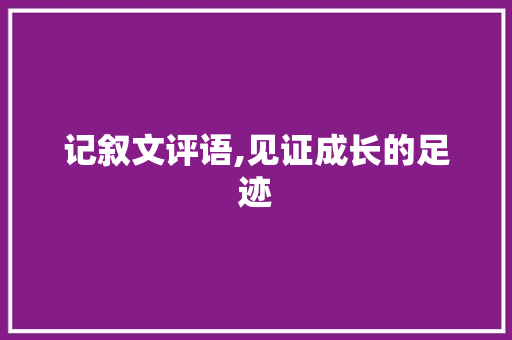 记叙文评语,见证成长的足迹