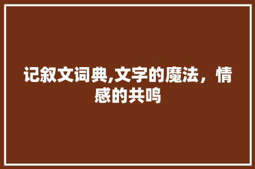 记叙文词典,文字的魔法，情感的共鸣