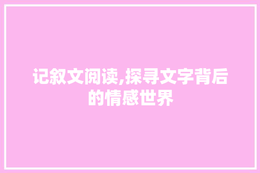 记叙文阅读,探寻文字背后的情感世界