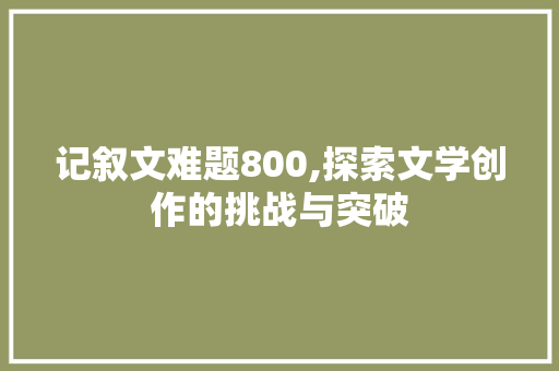 记叙文难题800,探索文学创作的挑战与突破