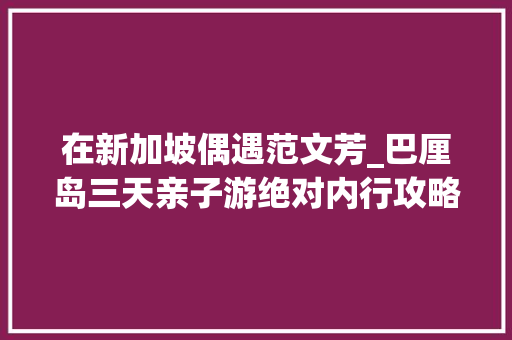 在新加坡偶遇范文芳_巴厘岛三天亲子游绝对内行攻略超实用