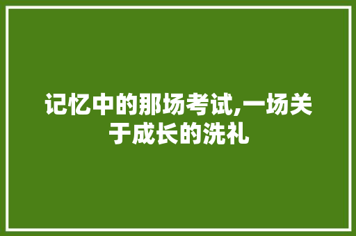 记忆中的那场考试,一场关于成长的洗礼