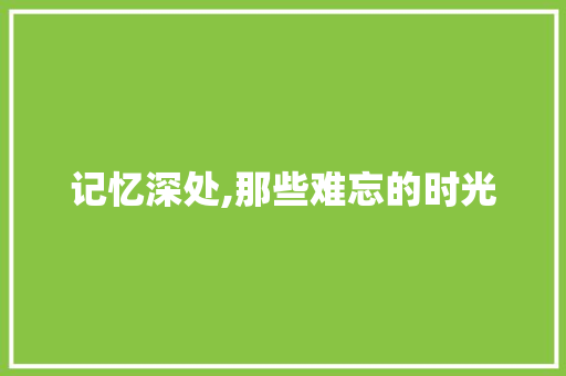 记忆深处,那些难忘的时光