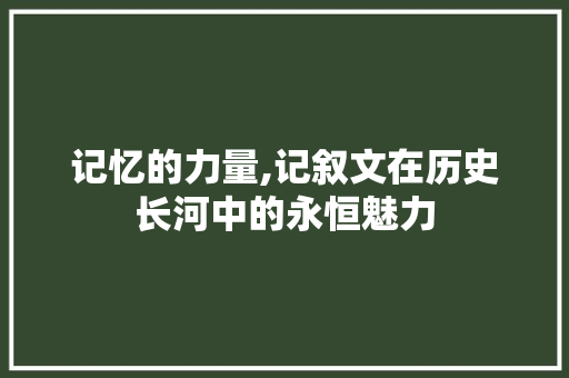 记忆的力量,记叙文在历史长河中的永恒魅力