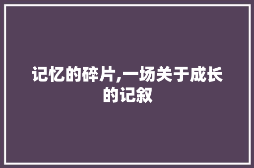 记忆的碎片,一场关于成长的记叙