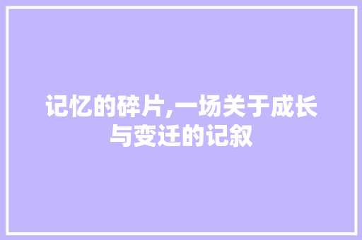 记忆的碎片,一场关于成长与变迁的记叙