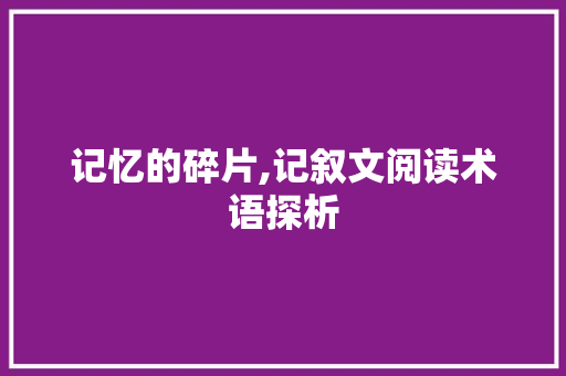 记忆的碎片,记叙文阅读术语探析