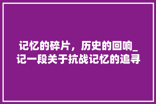 记忆的碎片，历史的回响_记一段关于抗战记忆的追寻