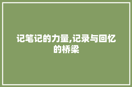 记笔记的力量,记录与回忆的桥梁