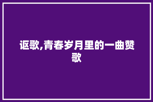 讴歌,青春岁月里的一曲赞歌