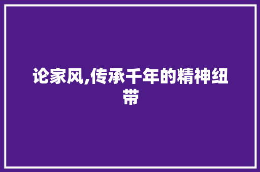 论家风,传承千年的精神纽带