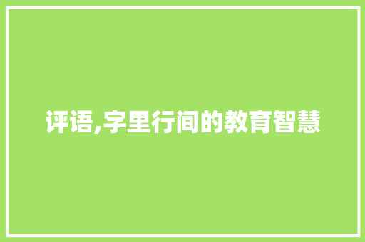 评语,字里行间的教育智慧