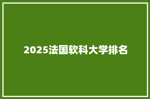 2025法国软科大学排名 未命名