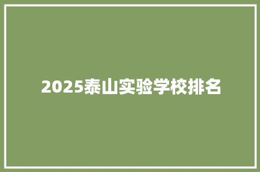 2025泰山实验学校排名