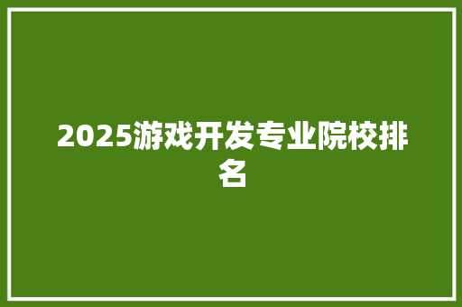 2025游戏开发专业院校排名 未命名