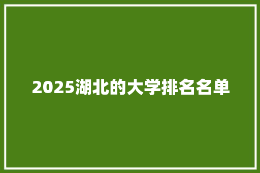 2025湖北的大学排名名单 未命名