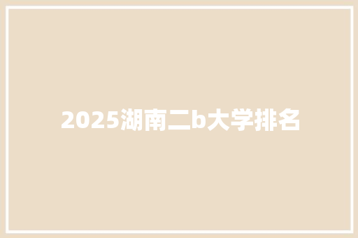 2025湖南二b大学排名 未命名