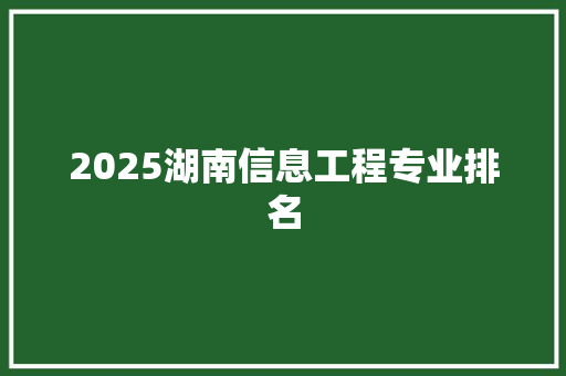 2025湖南信息工程专业排名 未命名