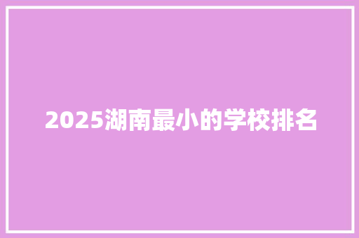 2025湖南最小的学校排名