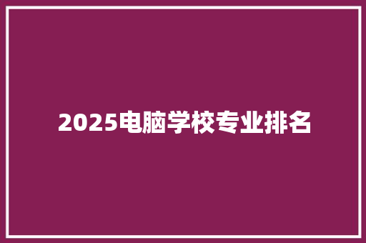 2025电脑学校专业排名 未命名