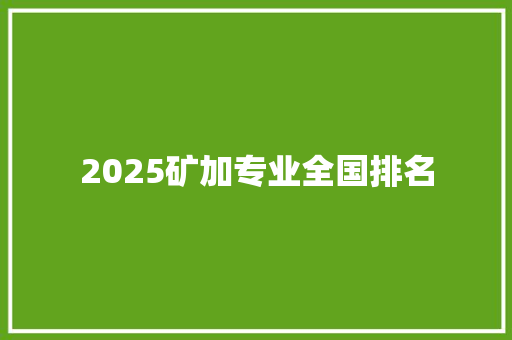 2025矿加专业全国排名