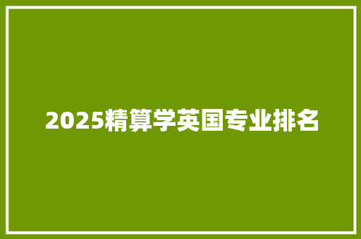 2025精算学英国专业排名