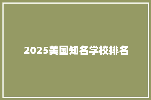 2025美国知名学校排名 未命名