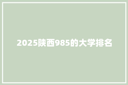 2025陕西985的大学排名 未命名