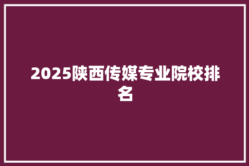 2025陕西传媒专业院校排名 未命名