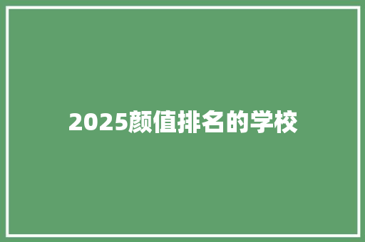 2025颜值排名的学校 未命名