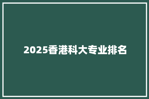 2025香港科大专业排名