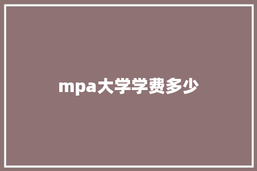 mpa大学学费多少 未命名