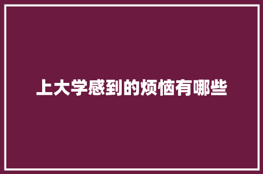 上大学感到的烦恼有哪些