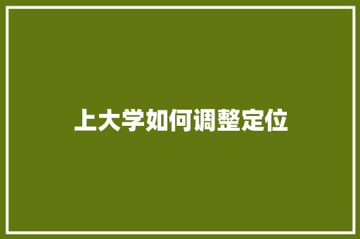 上大学如何调整定位 未命名