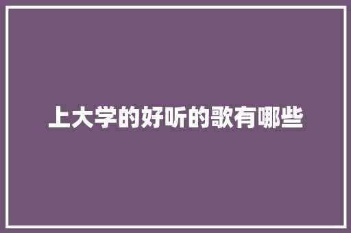 上大学的好听的歌有哪些 未命名