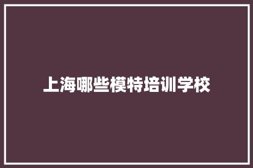 上海哪些模特培训学校