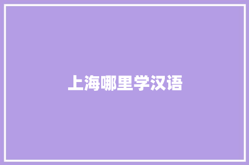 上海哪里学汉语 未命名