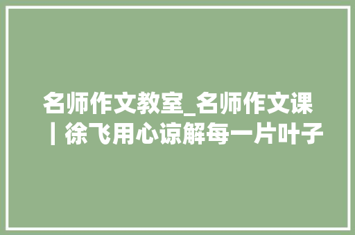 名师作文教室_名师作文课｜徐飞用心谅解每一片叶子传授教化实录