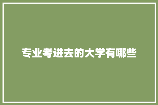 专业考进去的大学有哪些 未命名