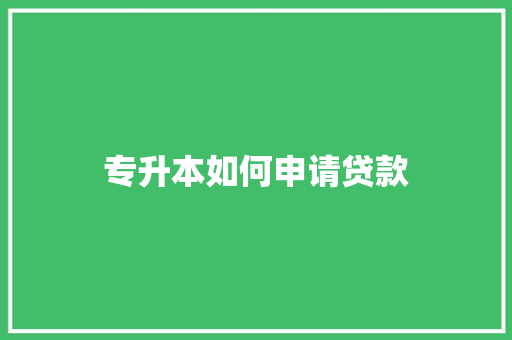 专升本如何申请贷款 未命名